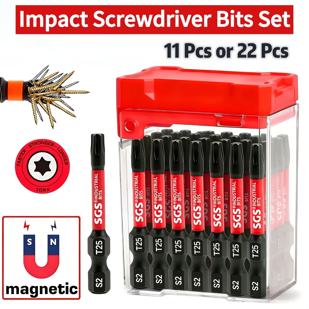 Diy Electronics Gadgets - ชุดดอกไขควงแม่เหล็ก T25 จำนวน 11/22 ชิ้น, ดอกไขควงเหล็ก