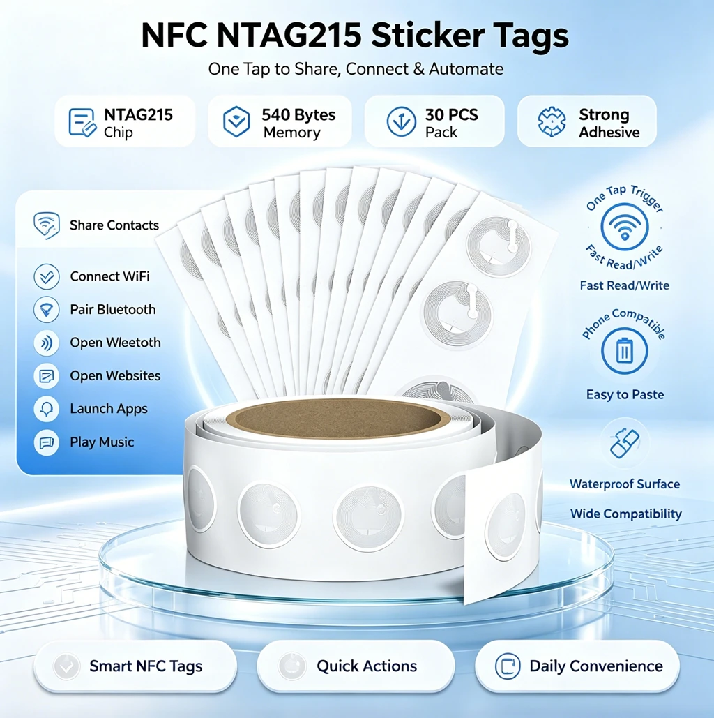 Nfc Tag Programmable - สติกเกอร์ NFC NTAG215 ความจุสูง 10-50 ชิ้น,