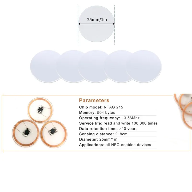 20pcs 50pcs 13.56MHz Ntag215 N - Nfc Tag Programmable บทวิจารณ์และราคา